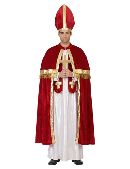 Férfi vörös és fehér pápa jelmez