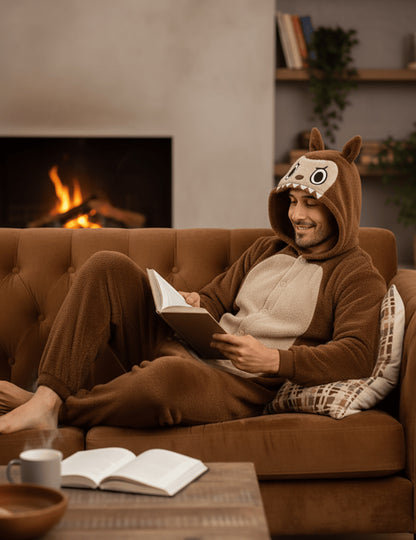 Barna szörny plüss jelmez férfiaknak 