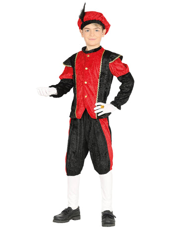 Piros és fekete gyermek korbácsoló apa álruhában