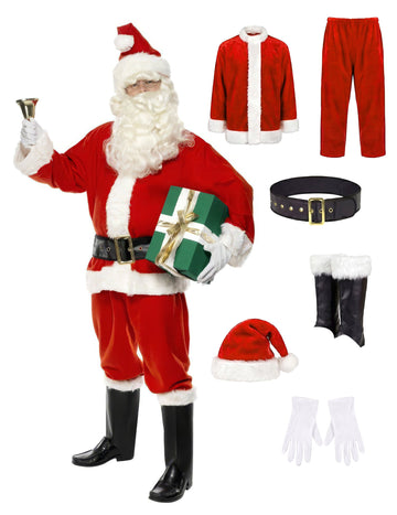 Déguisement de Père Noël luxe pour homme rouge et blanc