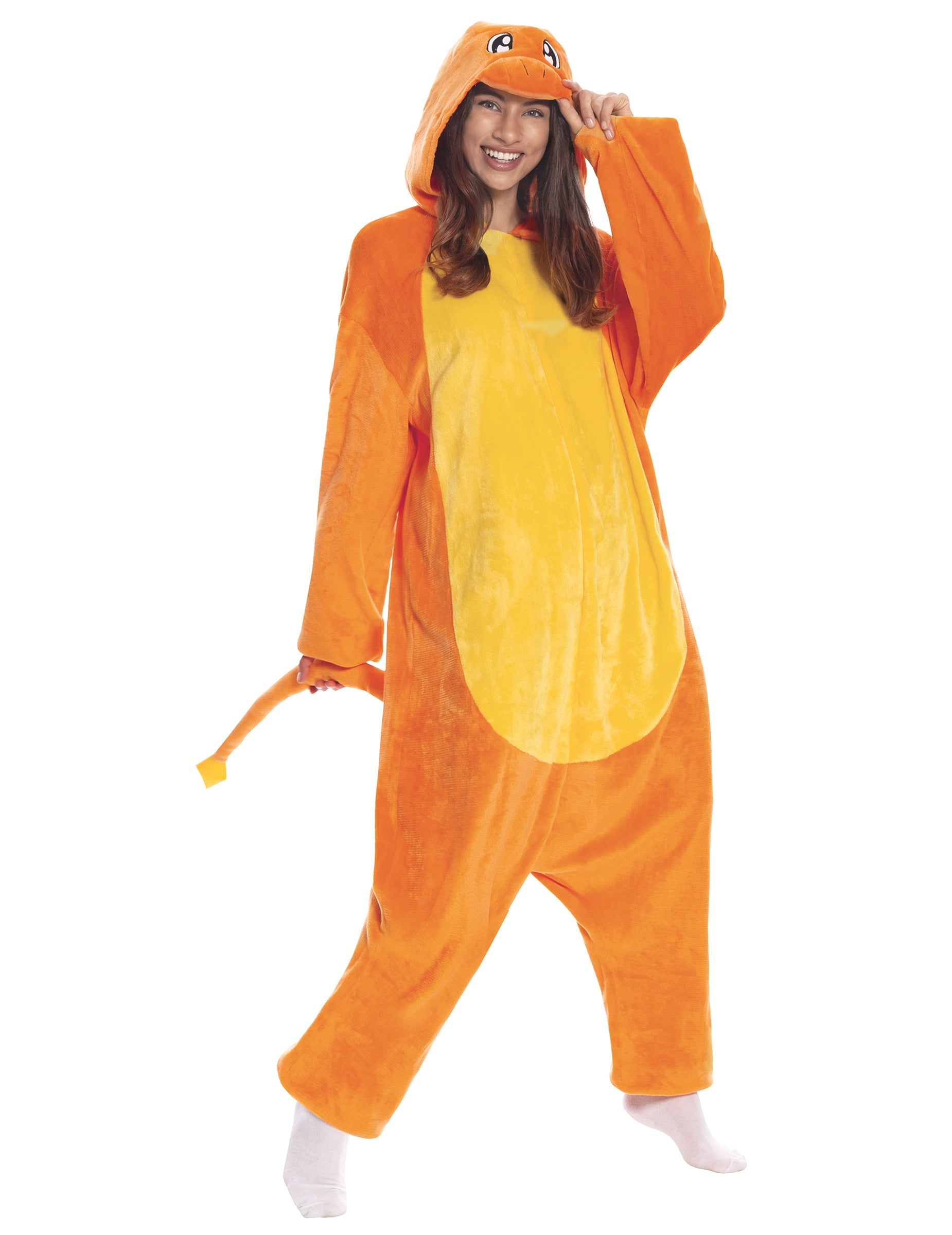 Vue de face du déguisement petit rongeur orange