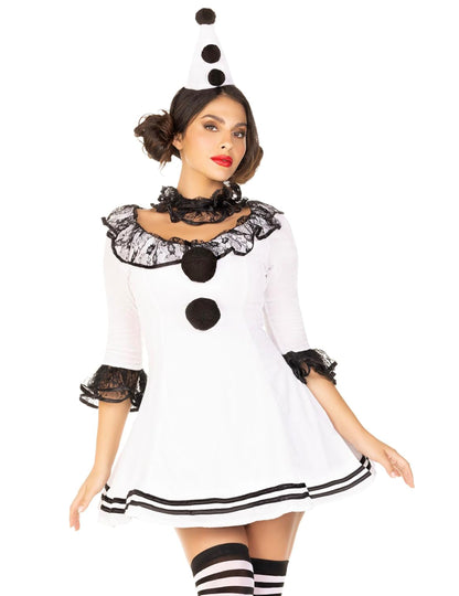 Szexi női fehér pierrot jelmez