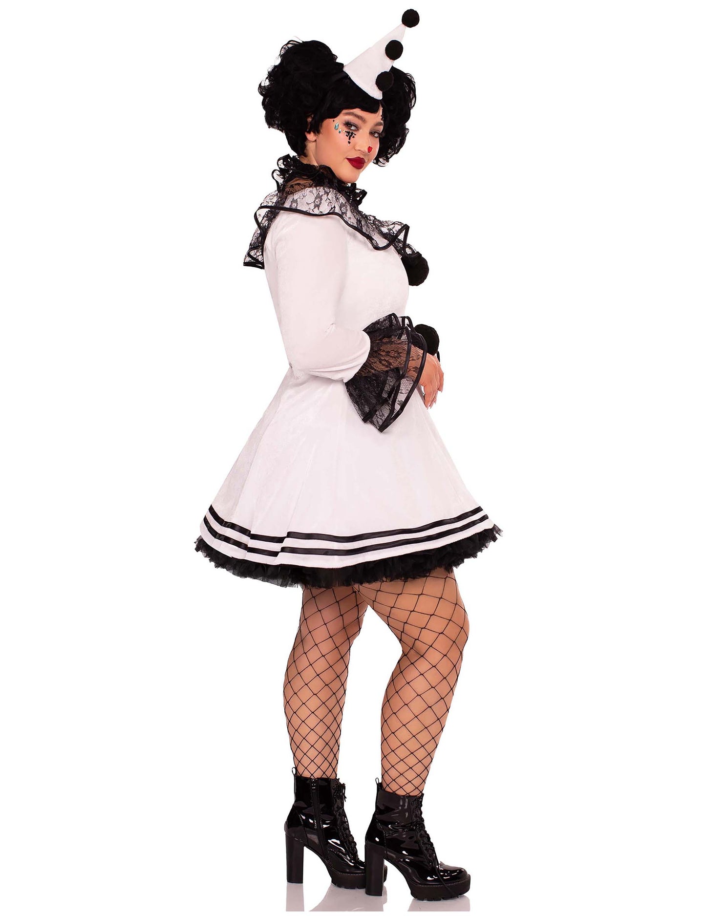 Szexi fehér pierrot jelmez plusz méret a nők számára
