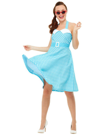 Retro kék pin-up jelmez nő