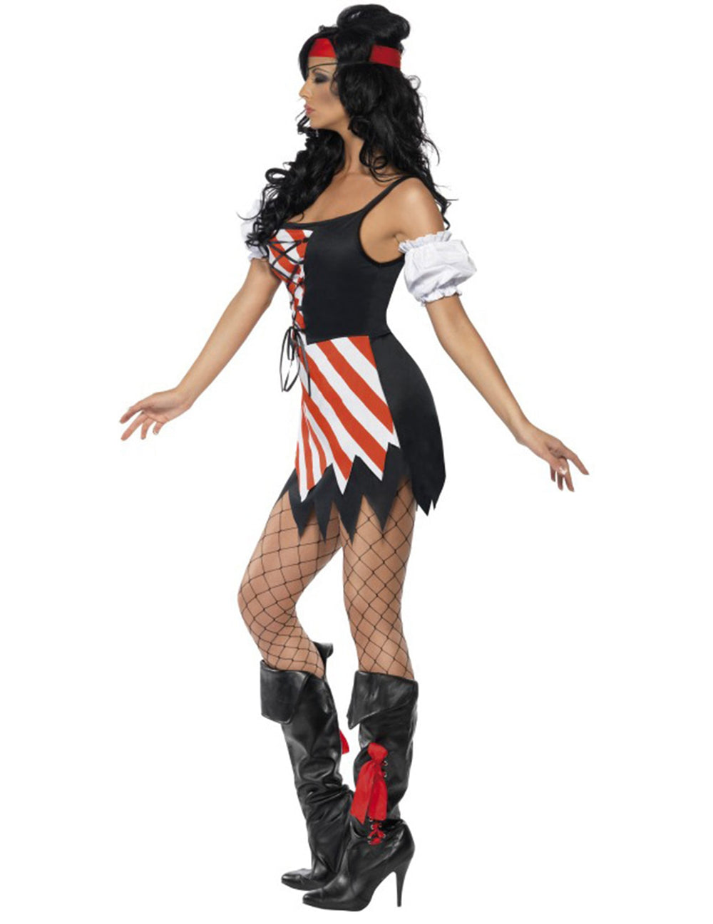 Vue de profil du déguisement pirate avec bandeau pour femme