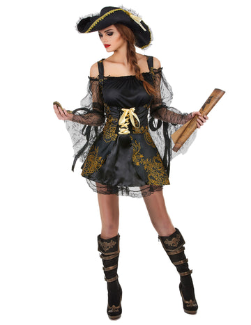 Fekete és arany kalóz álruhás
