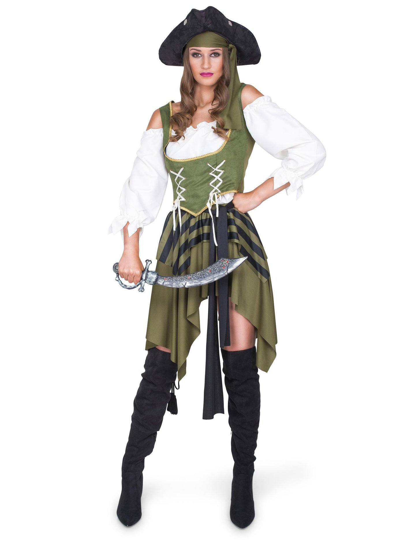 Zöld flibustière kalóz jelmez nő
