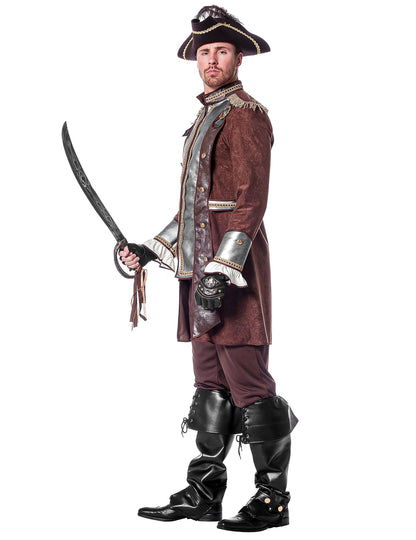 Déguisement pirate luxe argent et marron homme