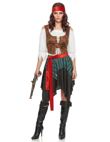 Nő csíkos kalóz álruhás