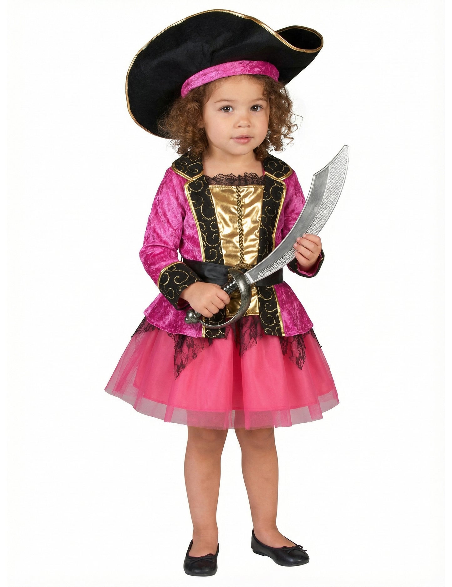 Vue de face du déguisement de pirate pour fille