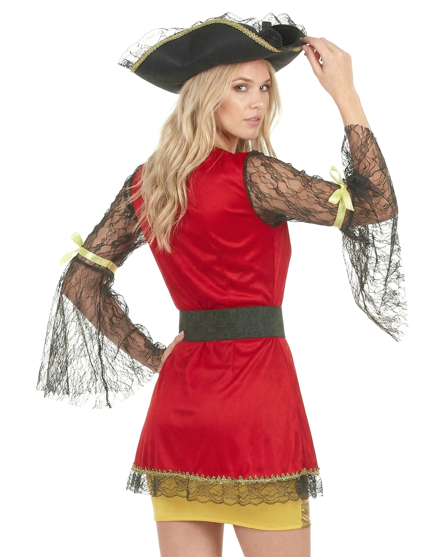 Piros és arany kalóz jelmez nő