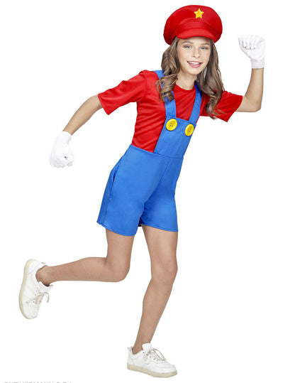Piros rövidnadrágos lány vízvezetékszerelő jelmez 