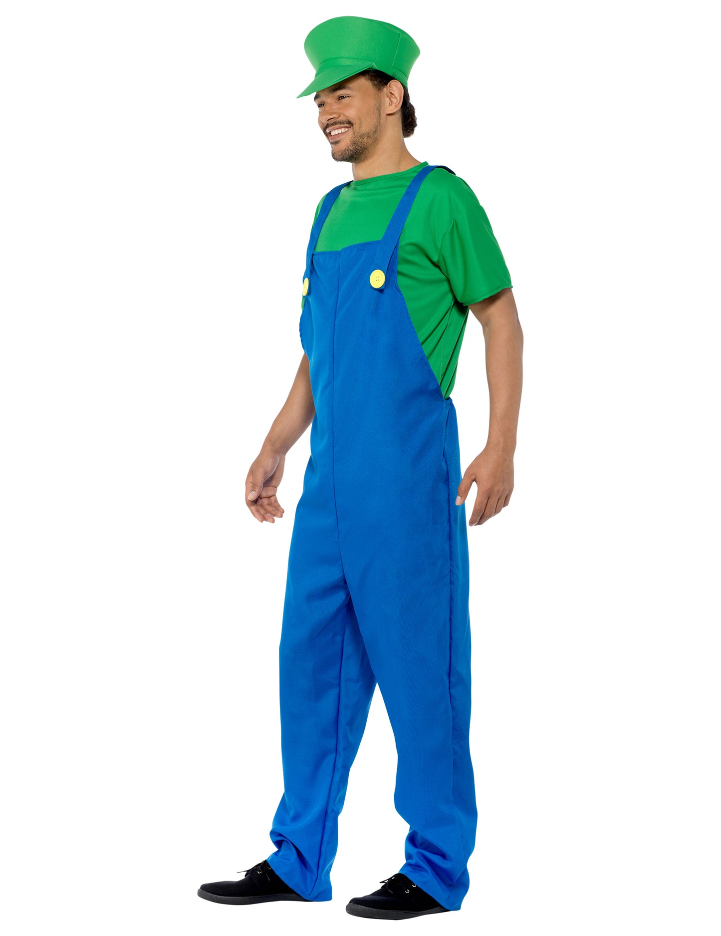 Vue de profil du déguisement de plombier vert pour homme