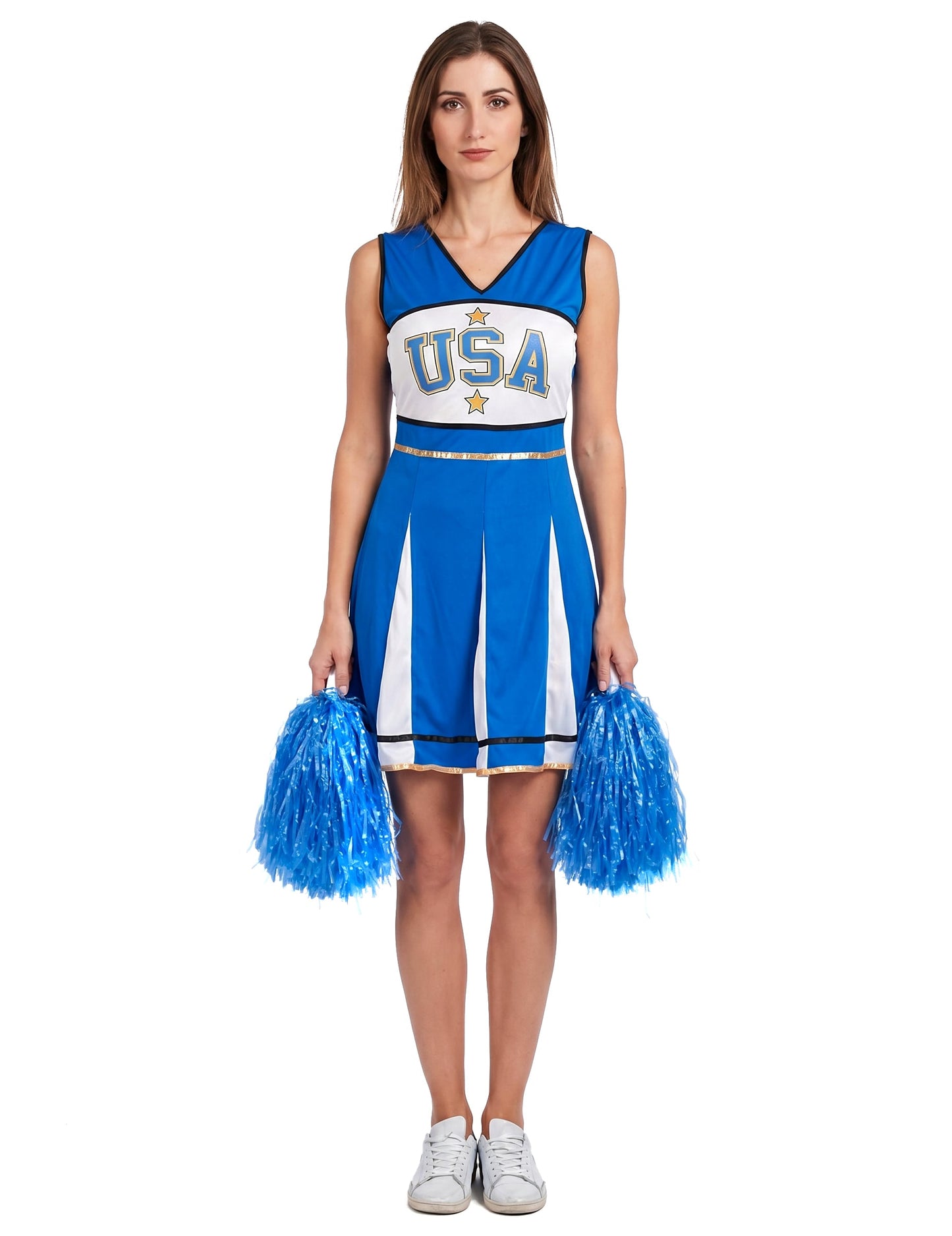 Déguisement pompom girl USA bleu femme
