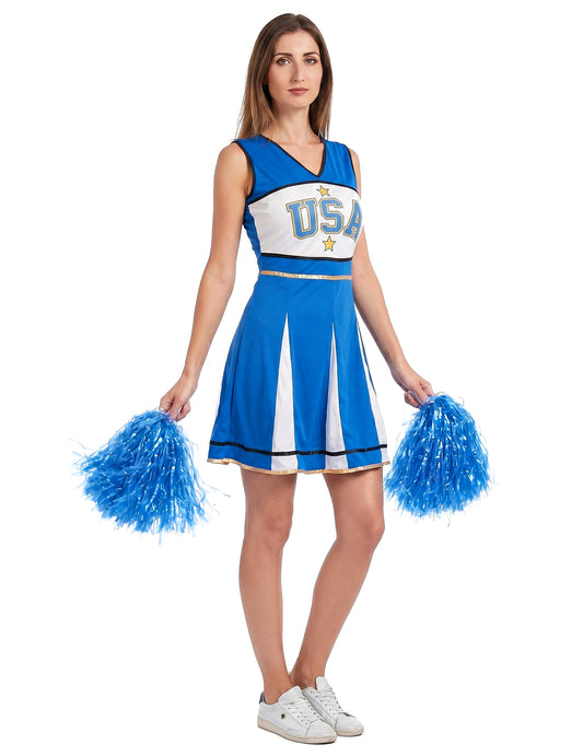 Pompom lány USA kék nő jelmez