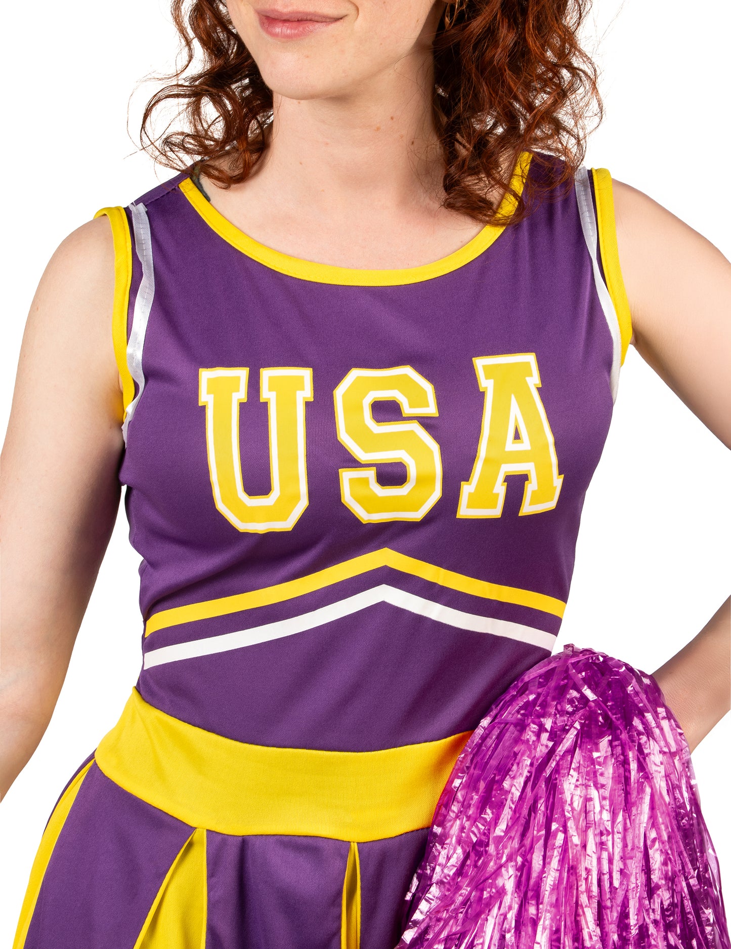 Pompom lány USA Violet és sárga nő jelmez