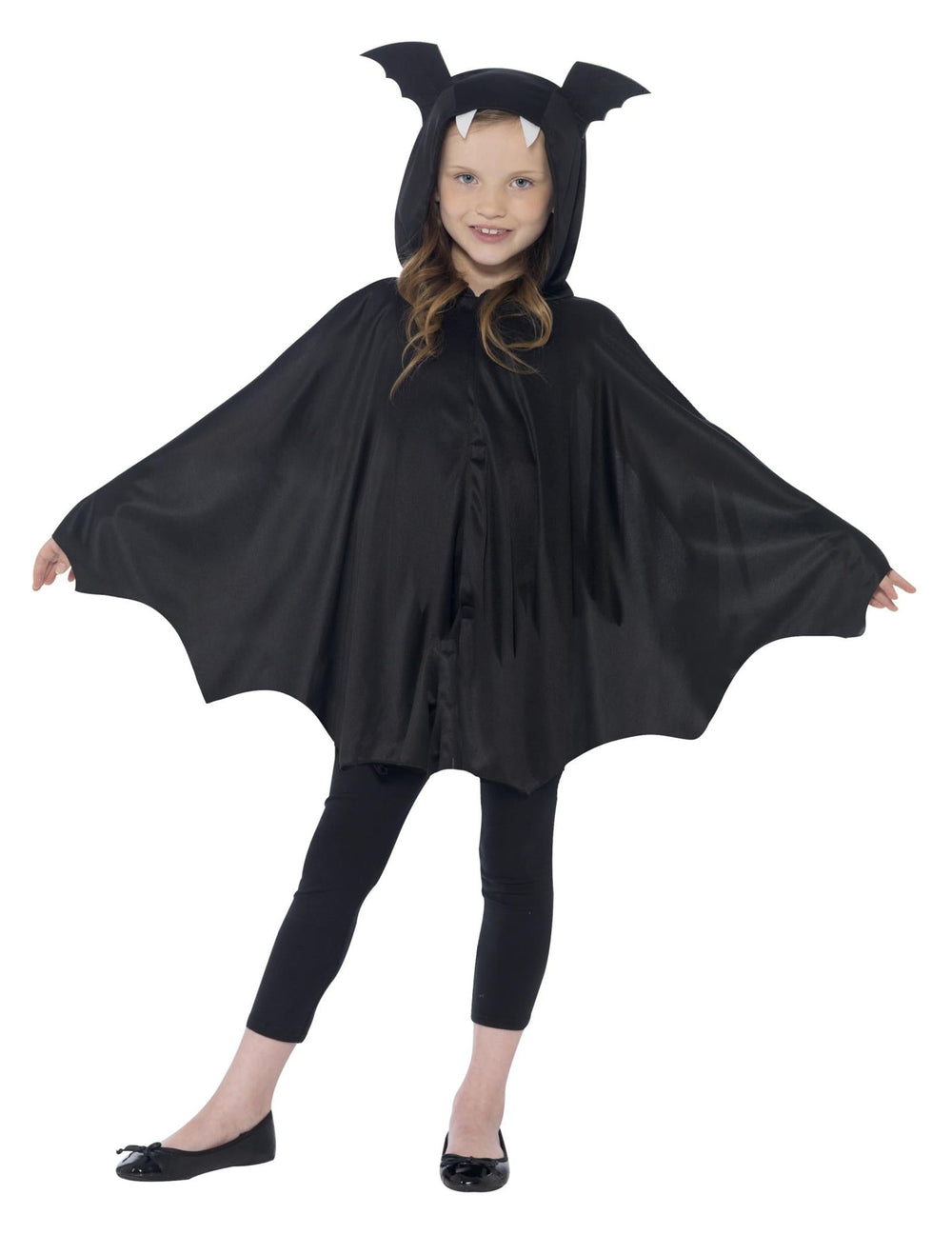 Vue de face bras écartés du déguisement poncho chauve-souris