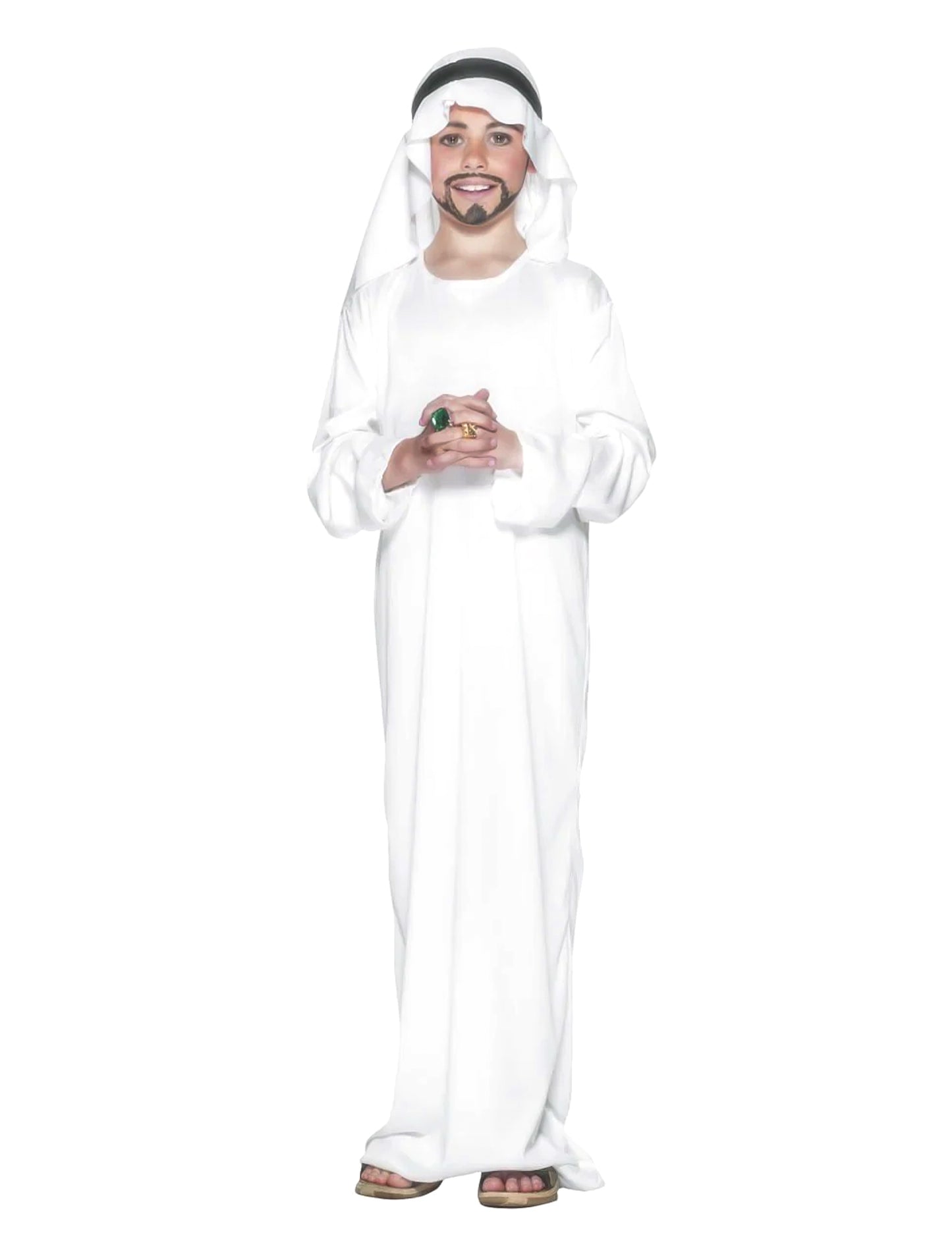 Fehér fiúknak való arab herceg jelmez fejdísszel