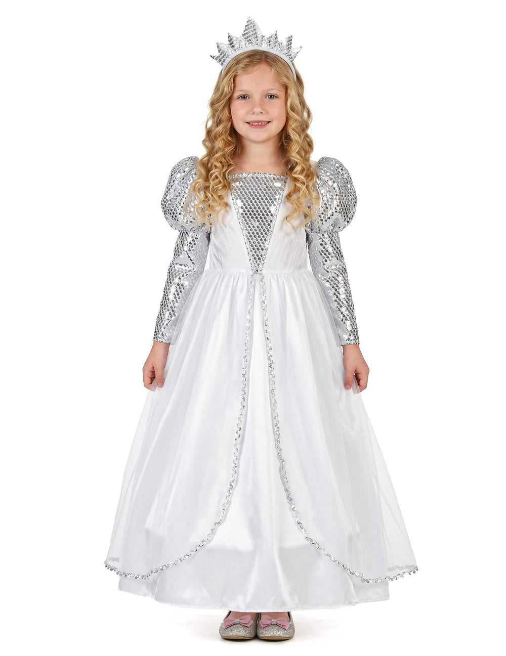 Vue de face du déguisement de princesse à voilage pour fille