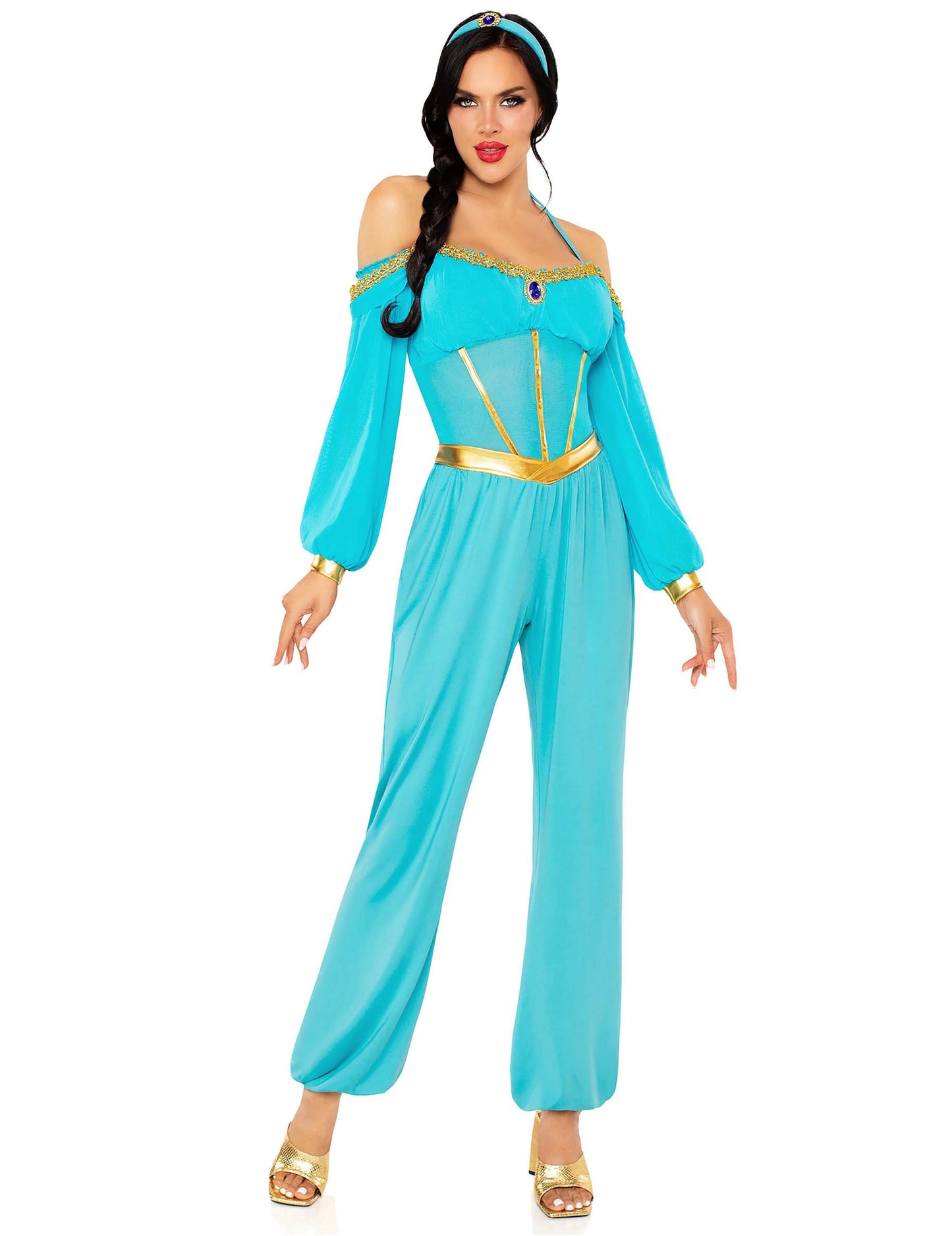 Női kék és arany keleties hercegnő jelmez