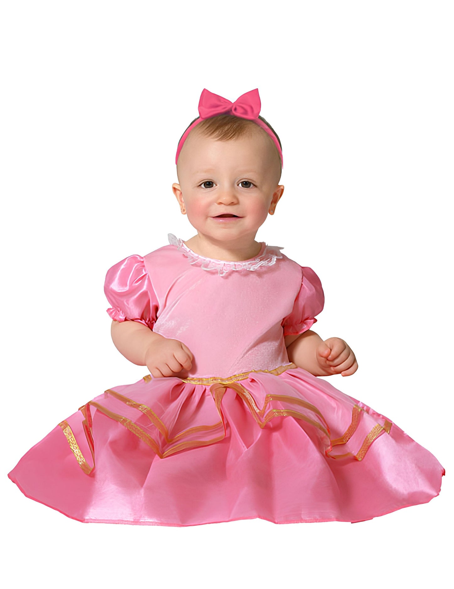 Déguisement de princesse pour bébé rose avec bandeau à nœud
