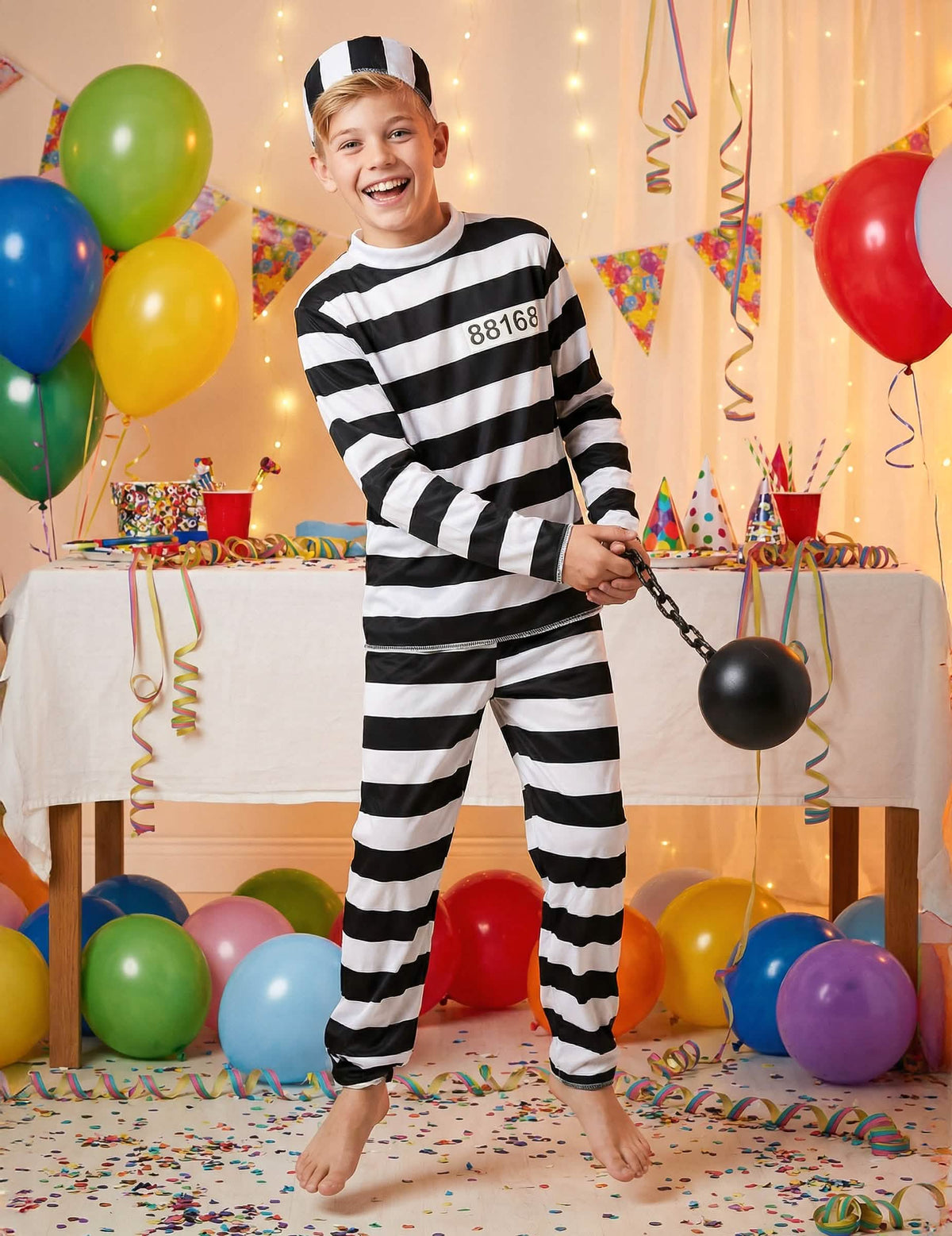 Mise en situation du déguisement de prisonnier pour enfant