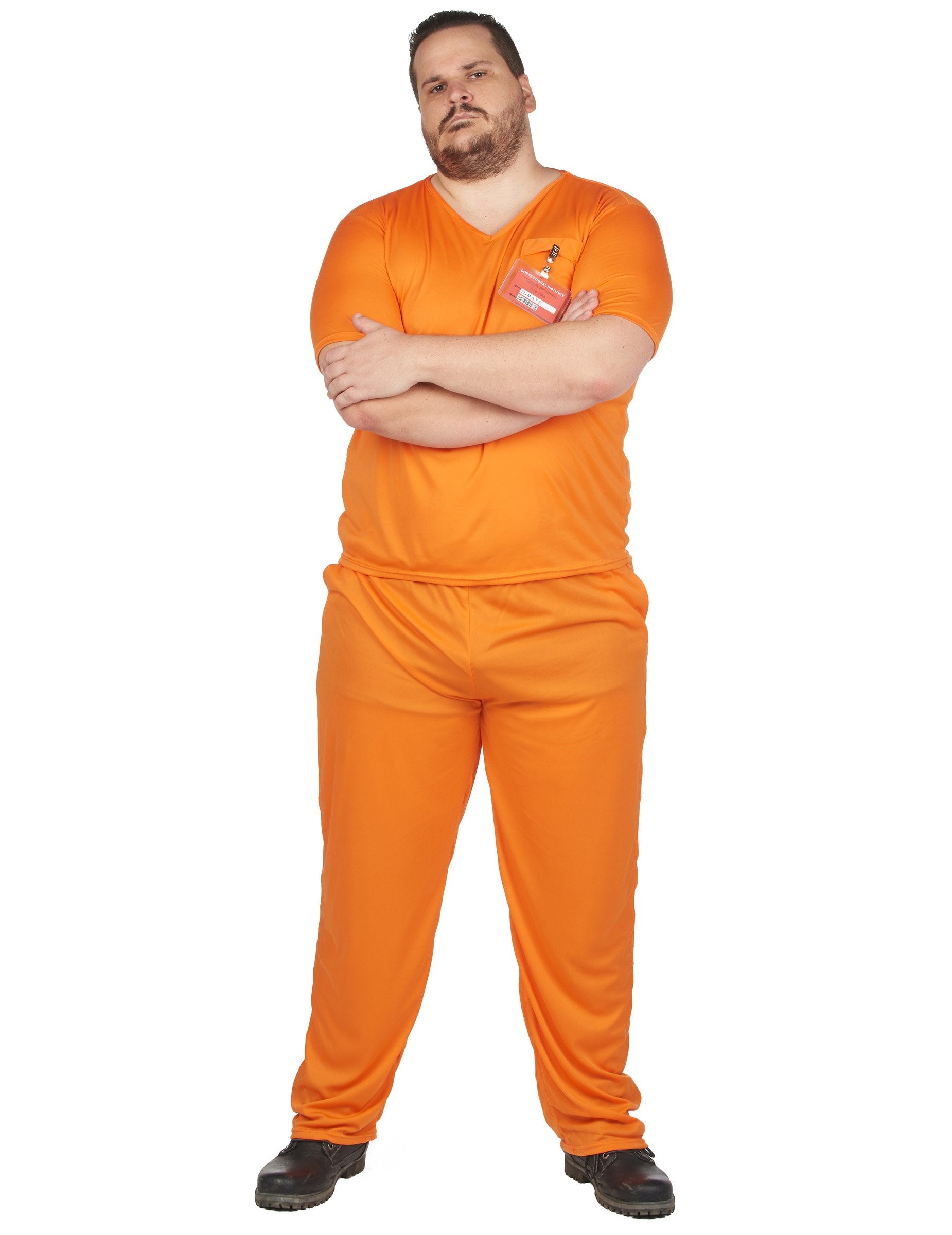 Vue de face du déguisement de prisonnier pour adulte