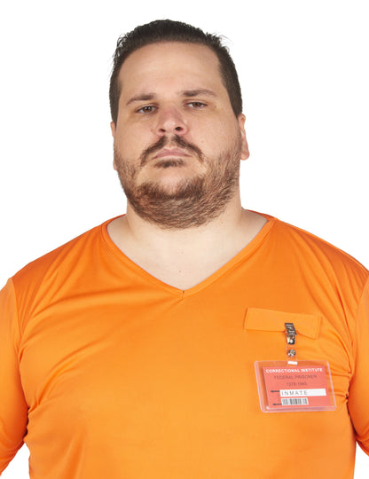 Gros plan sur le buste du déguisement de prisonnier pour adulte