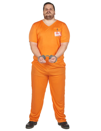 Déguisement de prisonnier pour adulte orange avec menottes