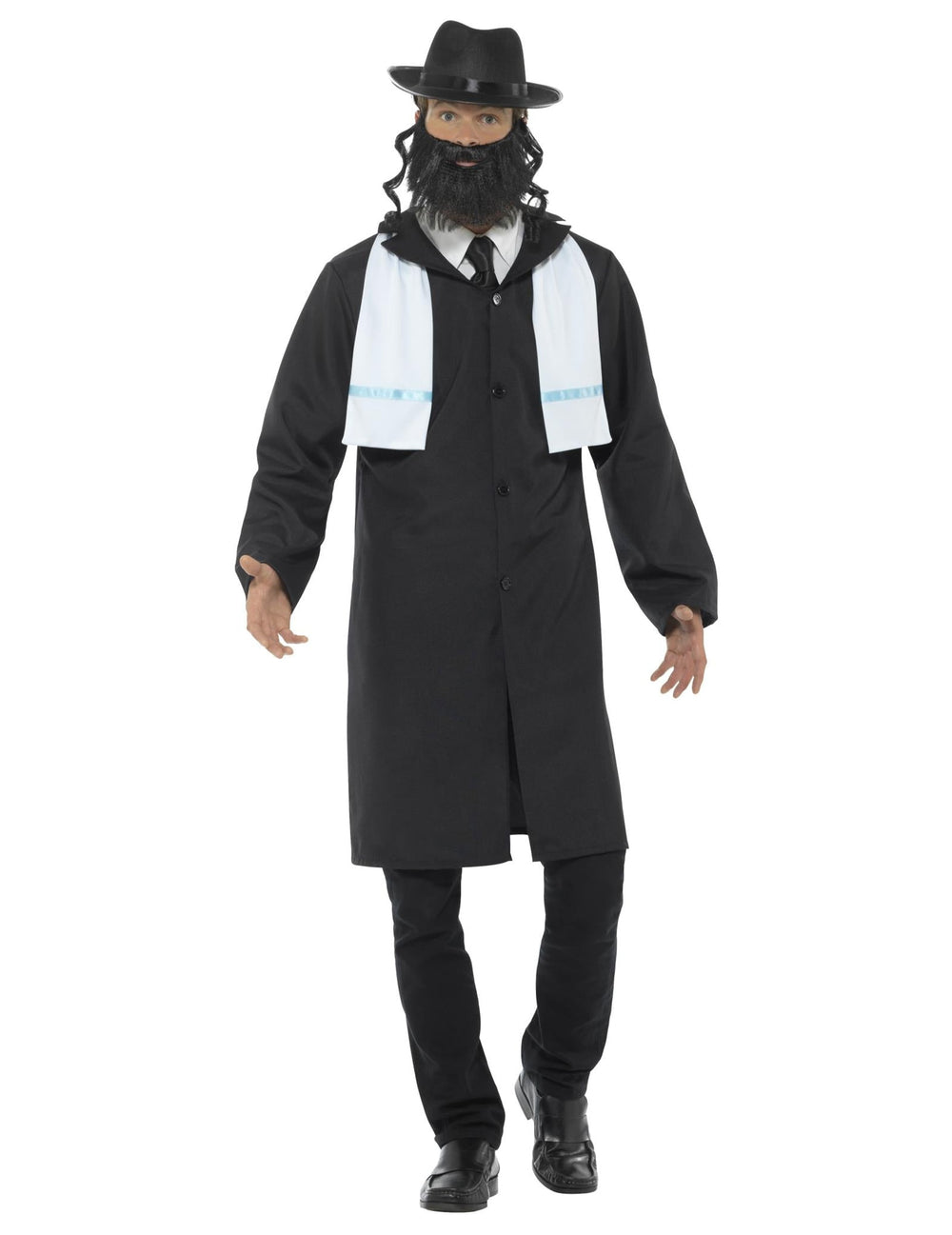 Déguisement de rabbin pour adulte noir avec chapeau et barbe