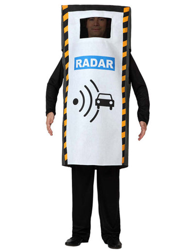 Déguisement de radar pour adulte blanc avec bandes jaunes et noires