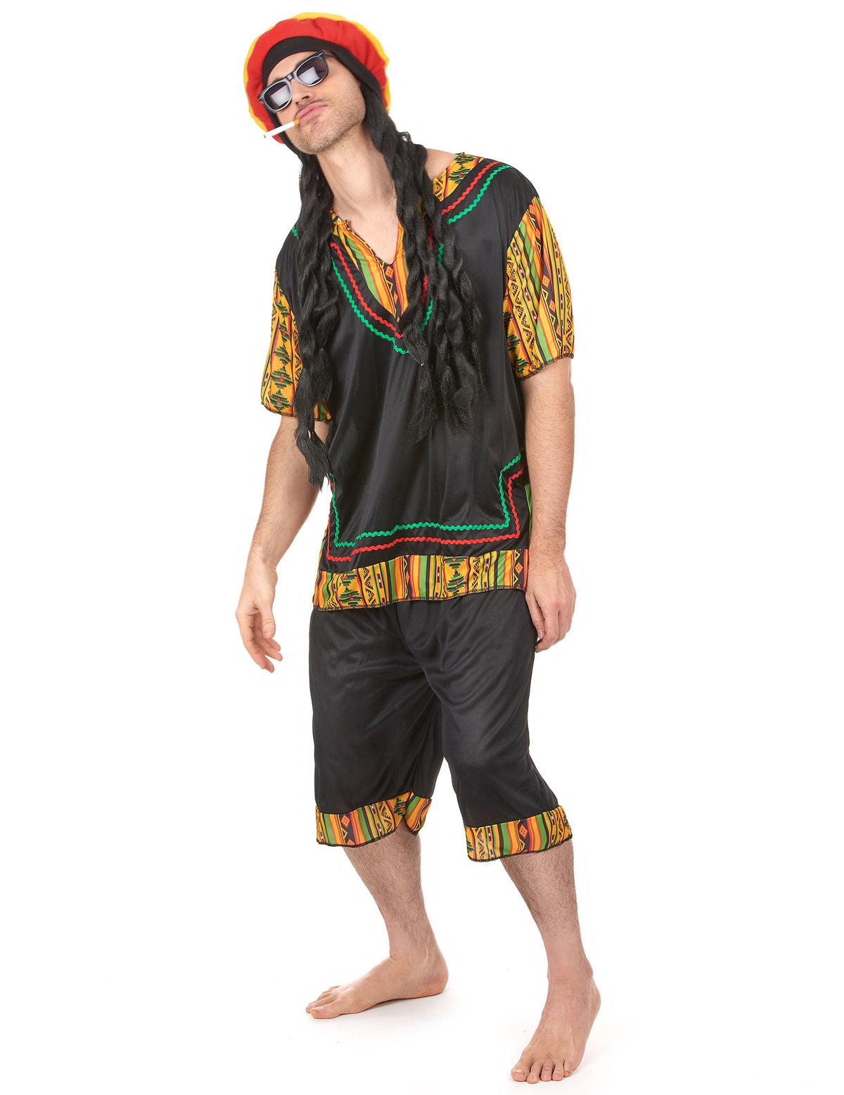Vue d'ensemble du déguisement rasta pour homme