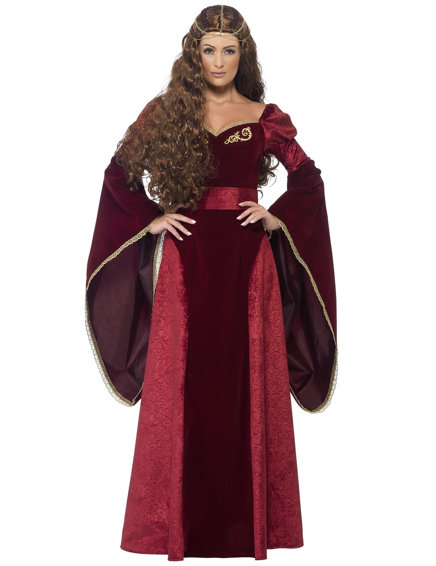 Vörös középkori királynő álruhás nő
