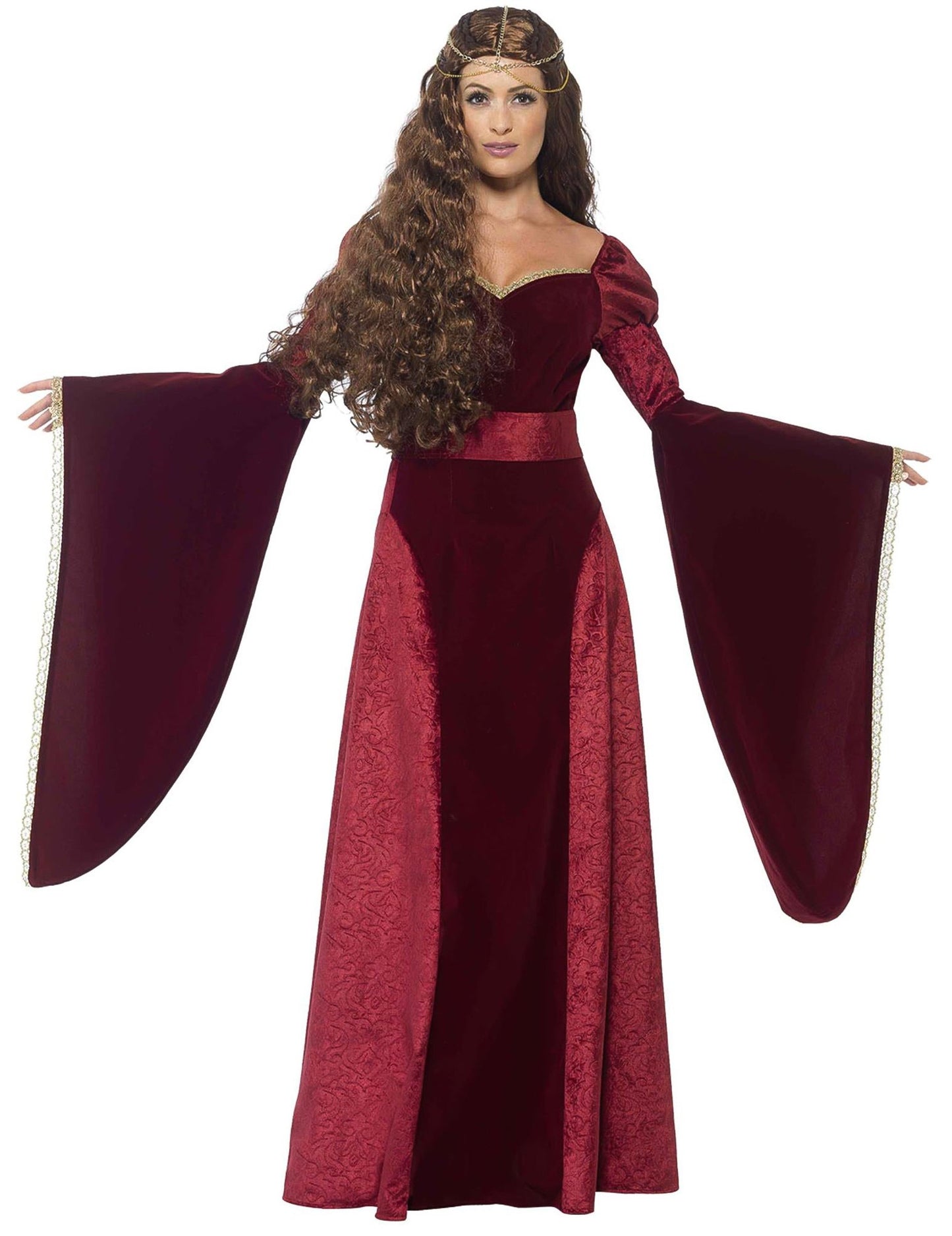 Vörös középkori királynő álruhás nő