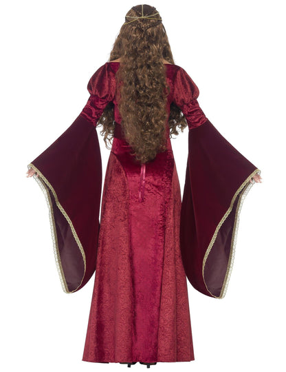 Vörös középkori királynő álruhás nő