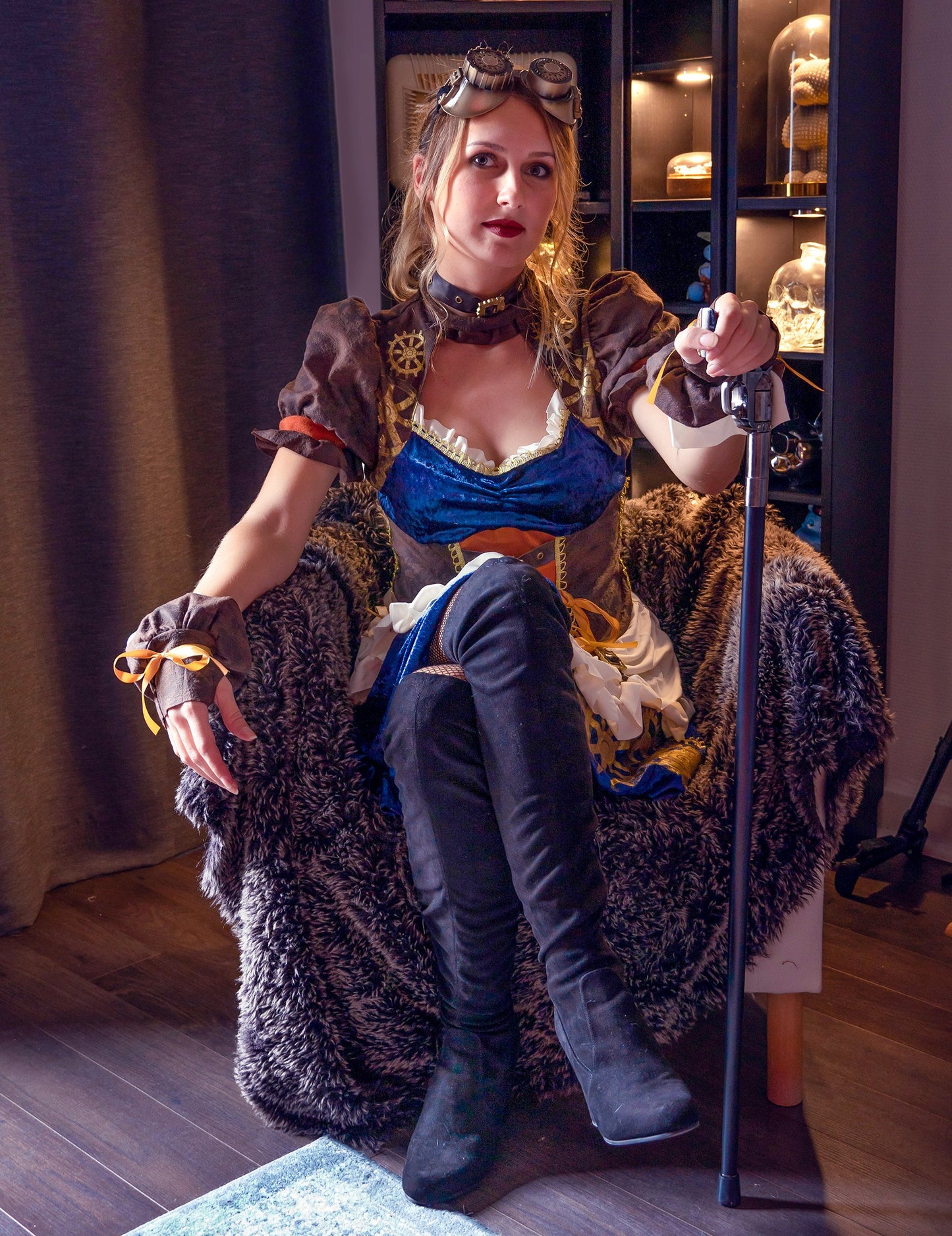 Futurisztikus retro álruhás steampunk nő