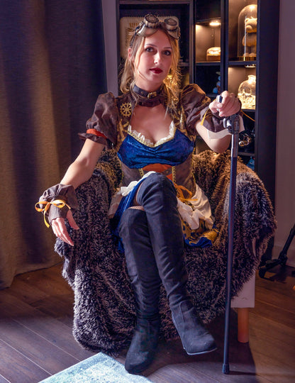 Futurisztikus retro álruhás steampunk nő