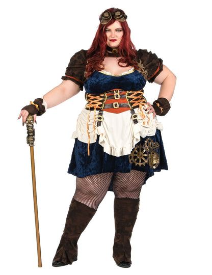 Futurisztikus retro álruhás steampunk nagy méretű nő