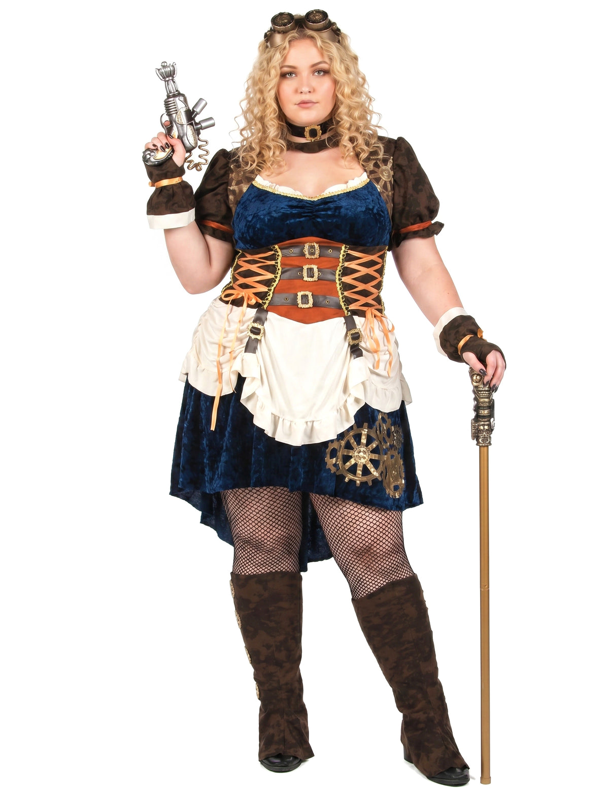 Futurisztikus retro álruhás steampunk nagy méretű nő