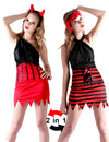 Déguisement réversible pirate et démon pour femme rouge et noir
