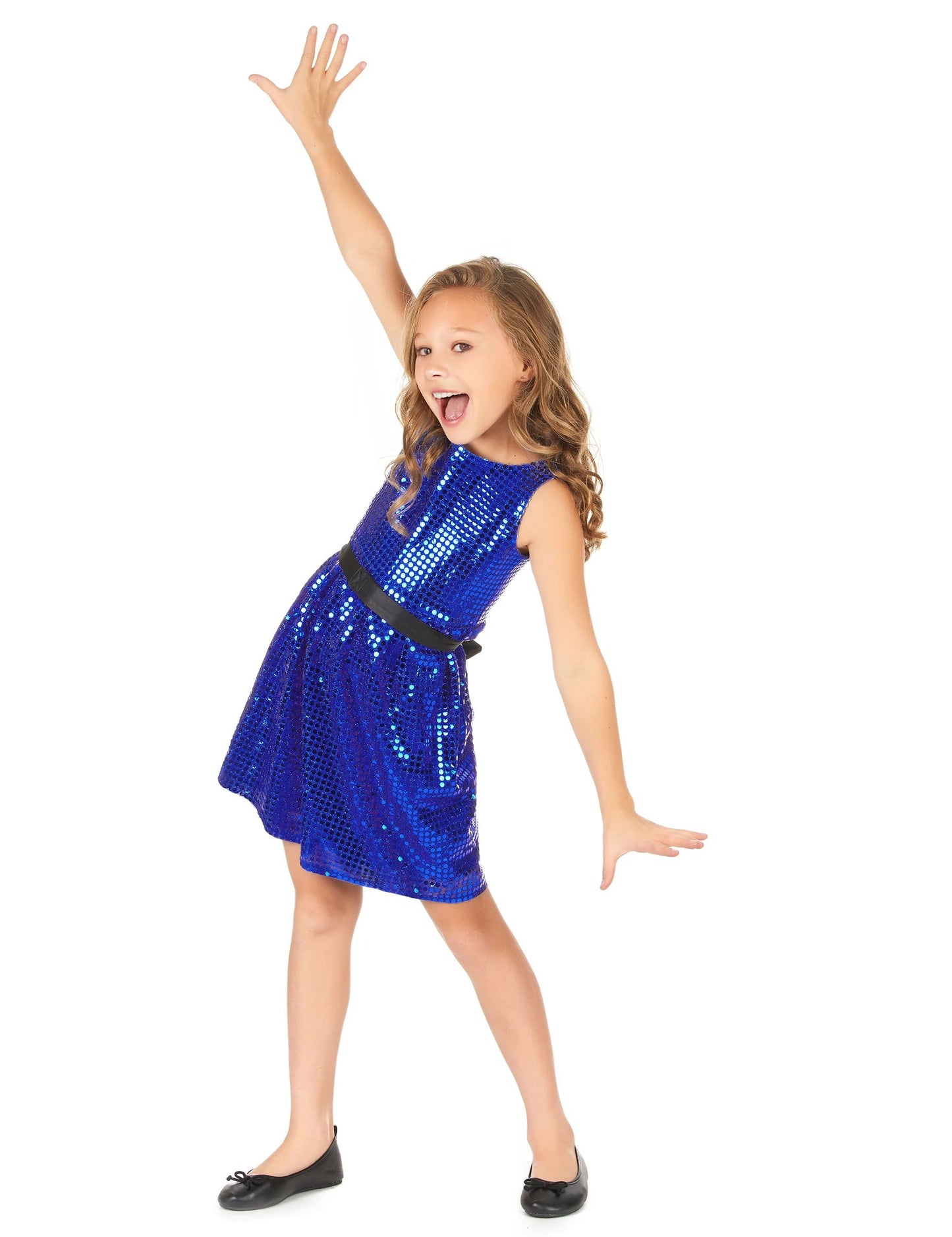 Kék disco disco ruha paillet nagy lány csomóval