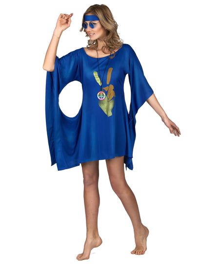 Kék hippi ruha jelmez béke és szerelmes nő