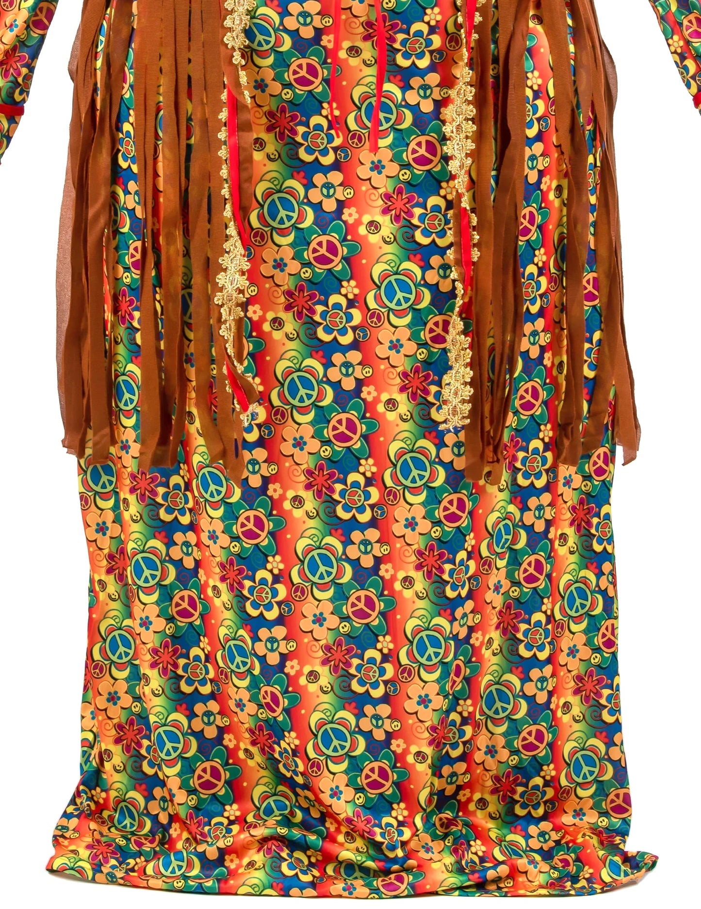 Déguisement robe longue hippie à franges grande taille femme