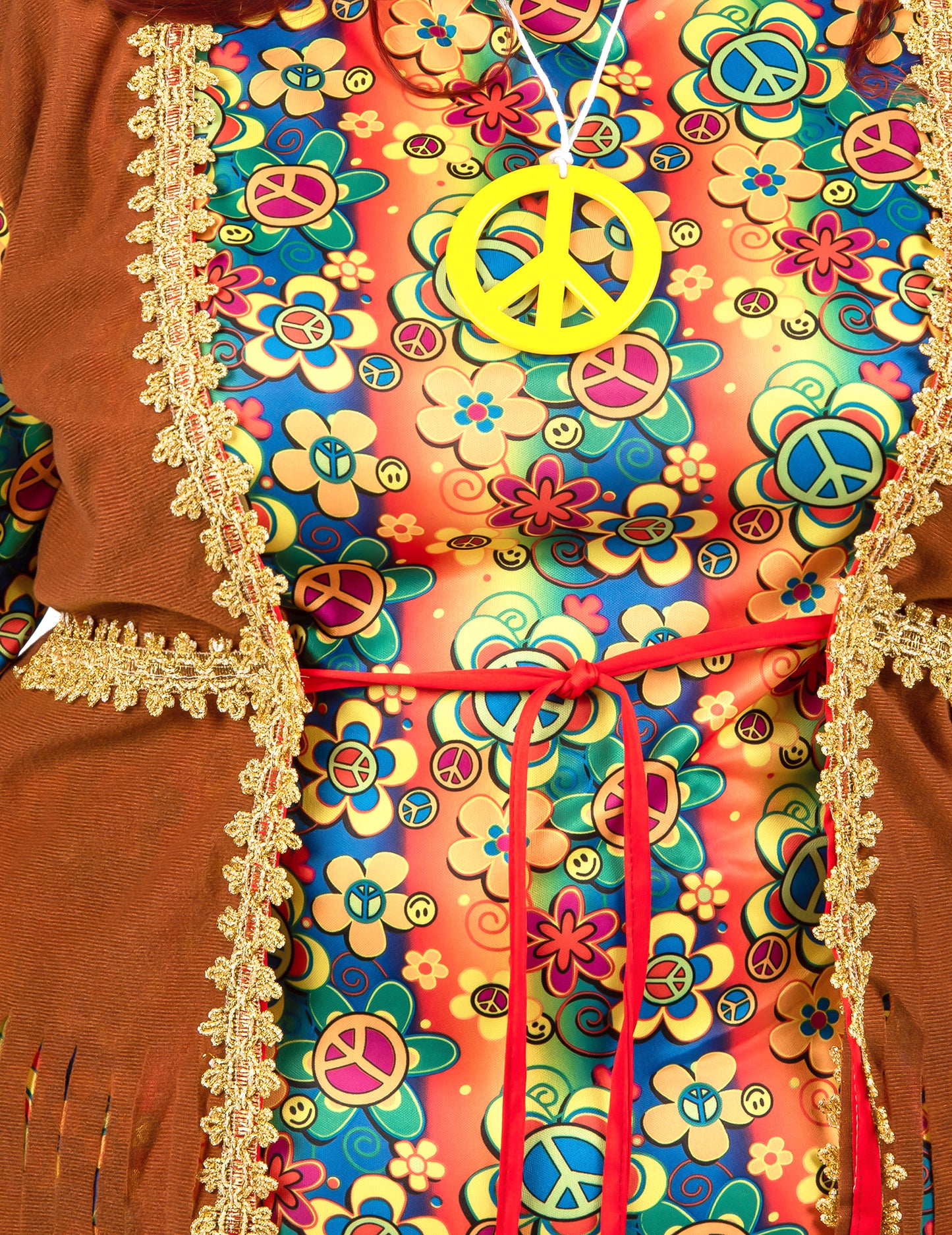 Déguisement robe longue hippie à franges grande taille femme