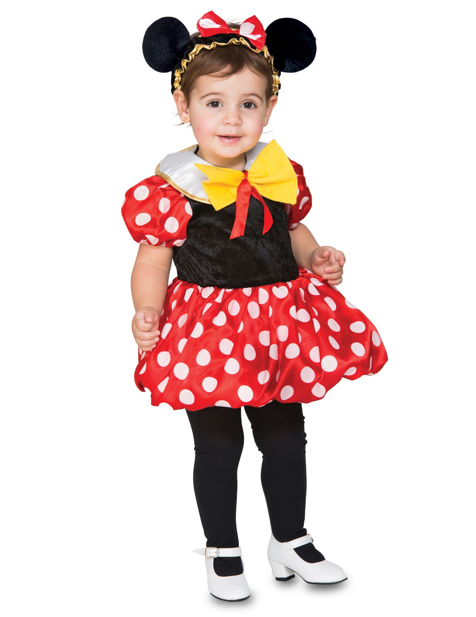 Déguisement robe mignonne petite souris pour fille rouge et blanc à pois avec serre-tête