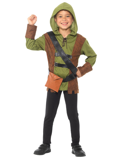 Vue de face avec sacoche du déguisement Robin de la fôret