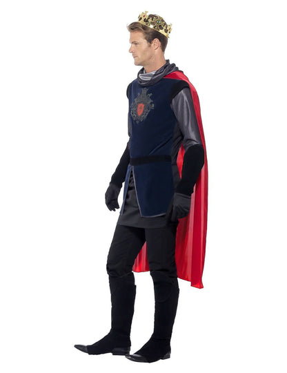 Profil nézet a bársonyos hatású középkori király jelmezről