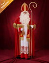 Déguisement Saint Nicolas premium pour adulte rouge et blanc avec détails dorés
