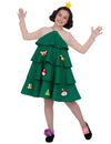 Déguisement Sapin de Noël pour fille vert à volants avec décorations et serre-tête étoile