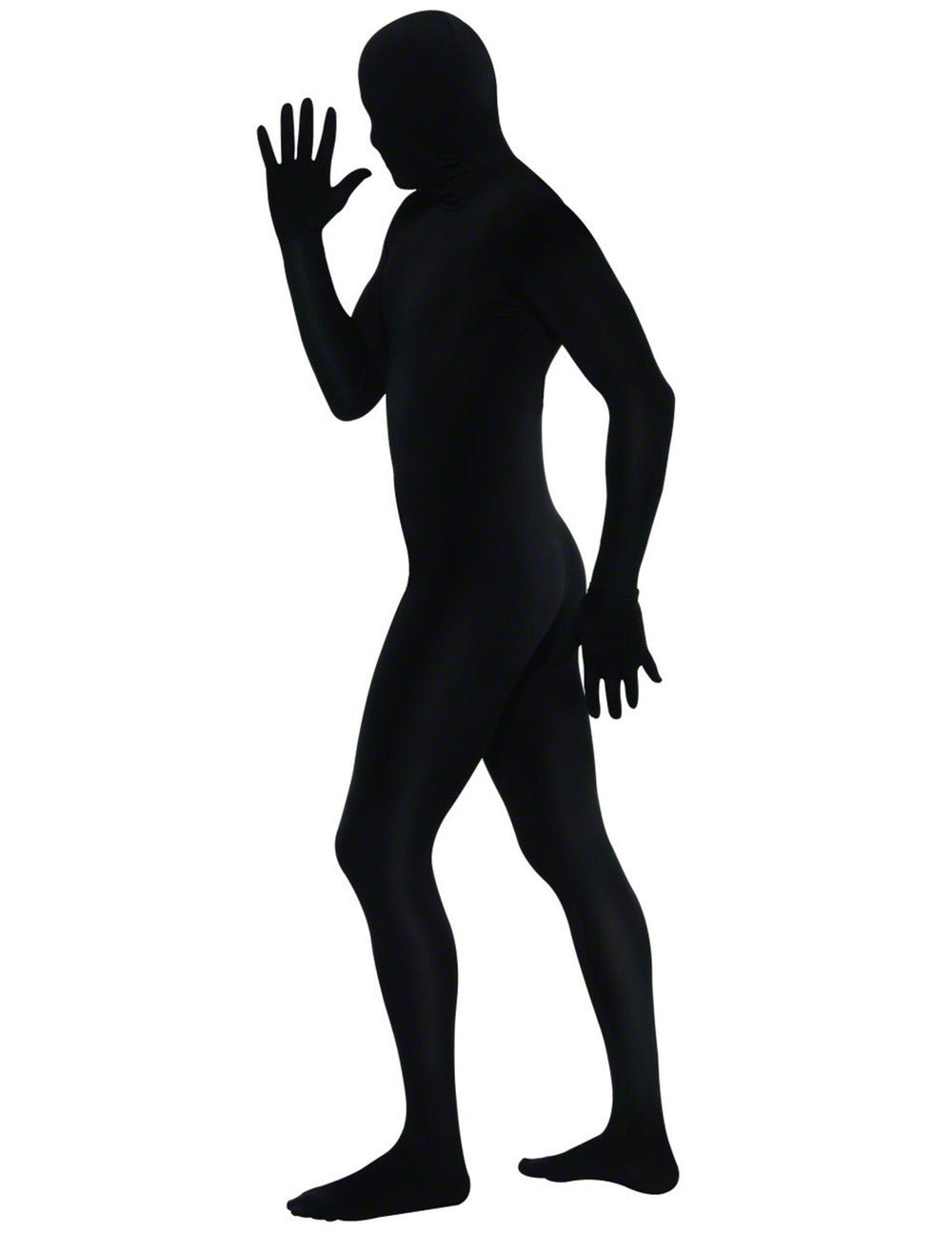 Vue de profil du déguisement seconde peau pour adulte noir